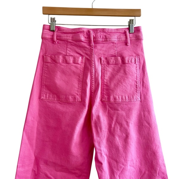 Zara ZW The Marine Straight Jeans Sz 8 Pink High Waist Cutoff Denim Pants - Picture 5 of 8